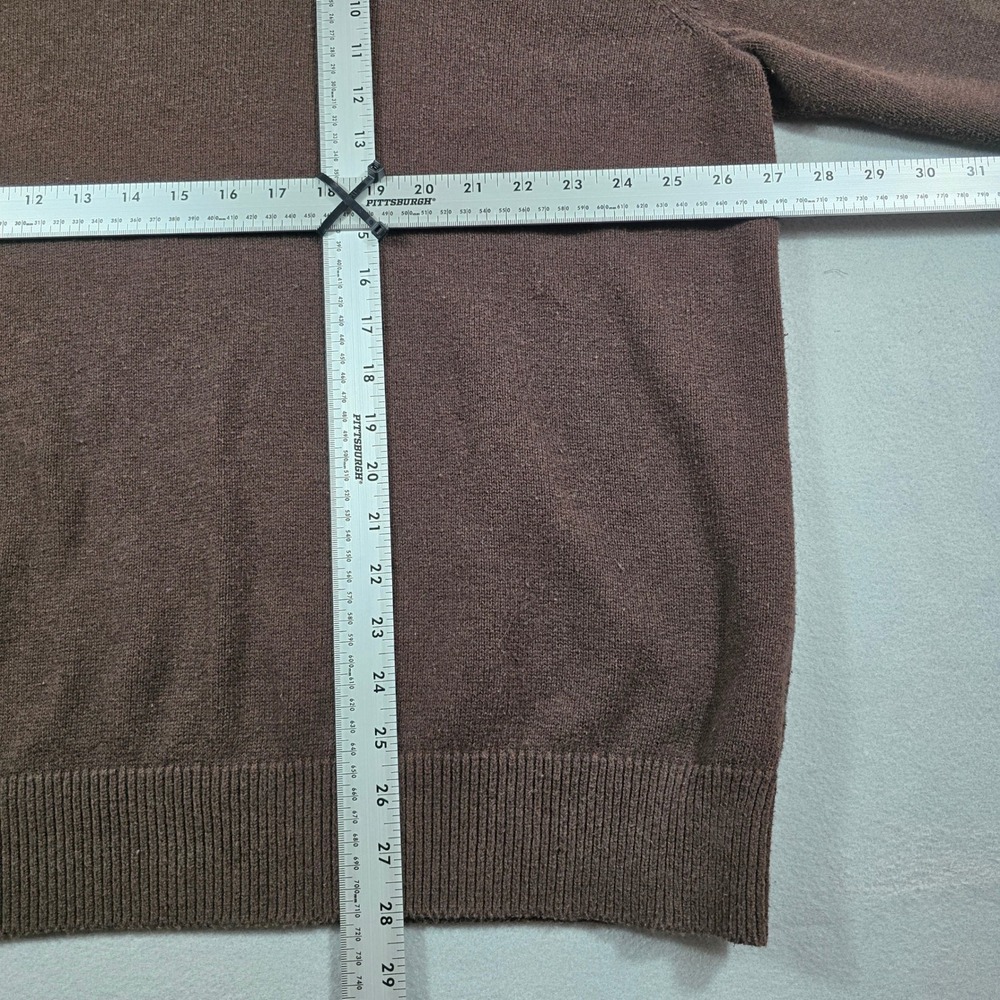 George Mens 3XL Brown Quarter Zip Sweater Colorblock Cotton Blend - Picture 6 of 8